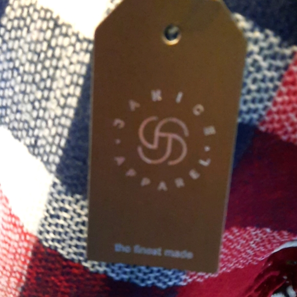 Hooded Ruana Soft Lightweight Summer Knit Wine Navy Cream Yellow Plaid Fringe - Picture 4 of 6